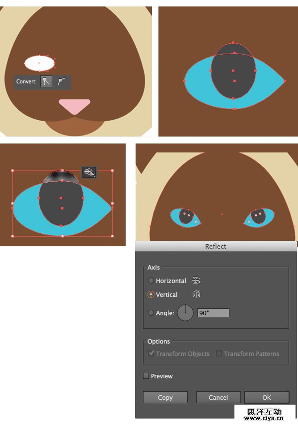 ai教程 教你绘制六个扁平化风格的卡通小动物肖