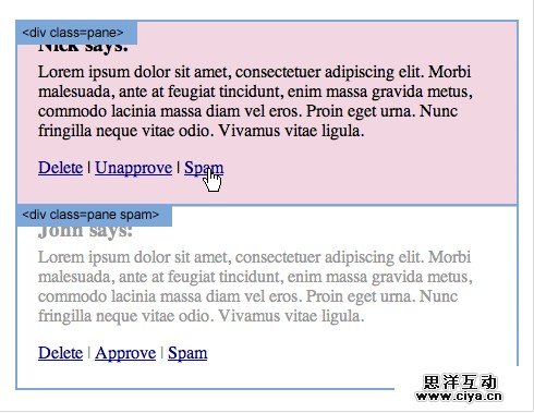 模仿WordPress后台评论管理面板