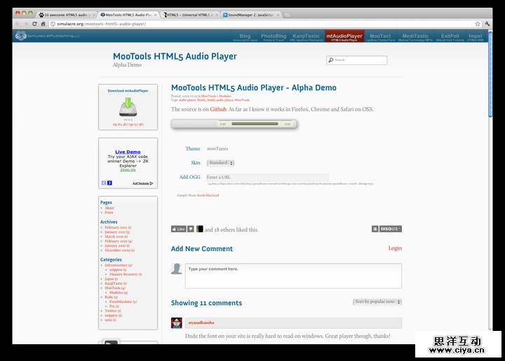 MooTools HTML5 Audio Player 