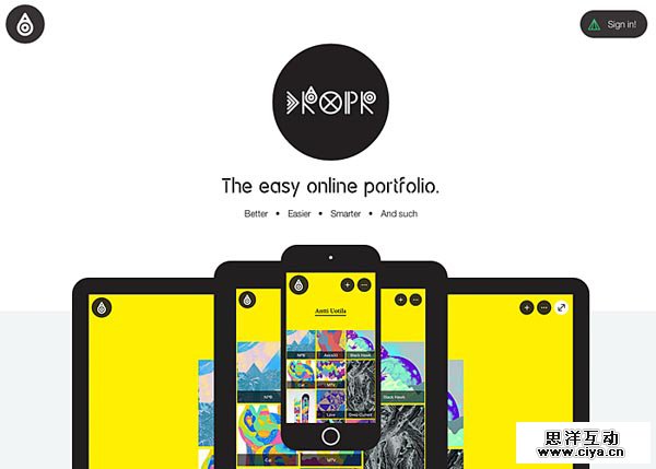 Dropr: The easy online portfolio 前方高能预警!20个炒鸡棒的HTML 5网站欣赏!